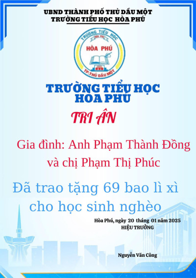 Tri ân đến chị Phạm Thị Phúc