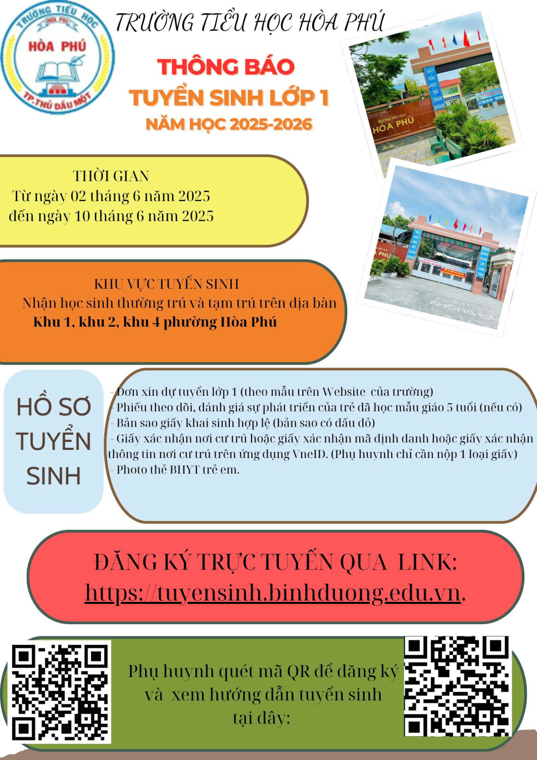 Thông báo về việc tuyển sinh lớp 1 năm học 2025 - 2026